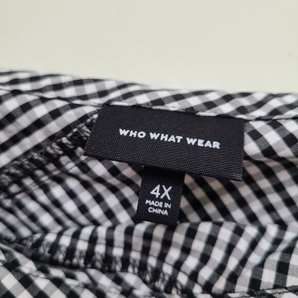 Who What Wear One Shoulder Asymmetric Top 4X Black White Gingham Target - Picture 4 of 5